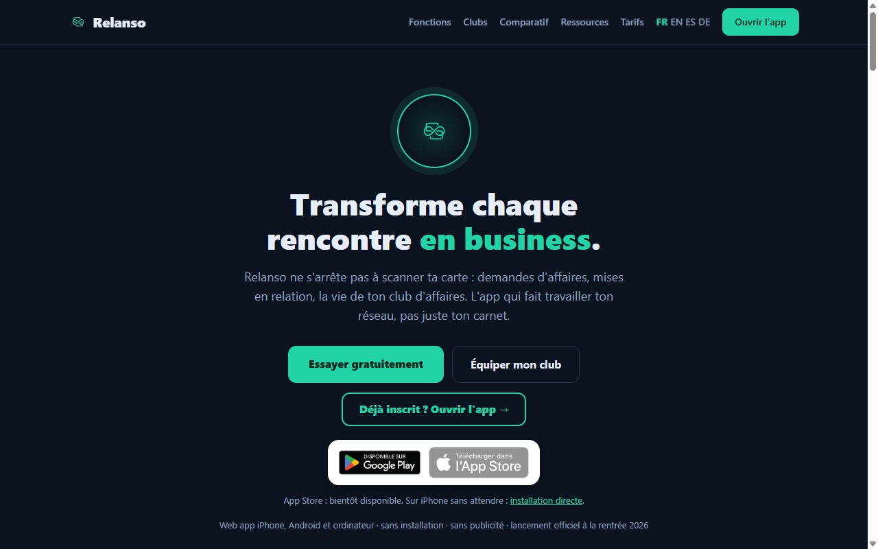 Page d'accueil de relanso.fr